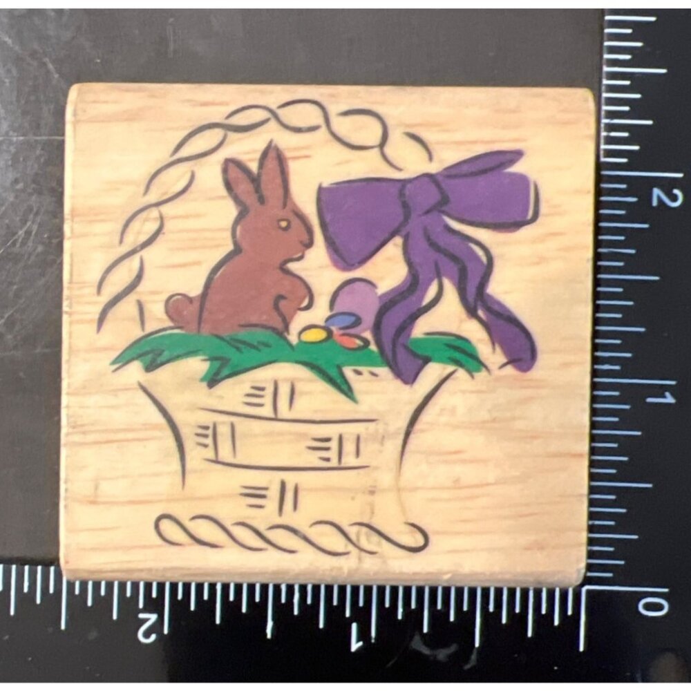 Easter Basket Wood Mounted Rubber Stamp Canadian Maple Collections STPx4008